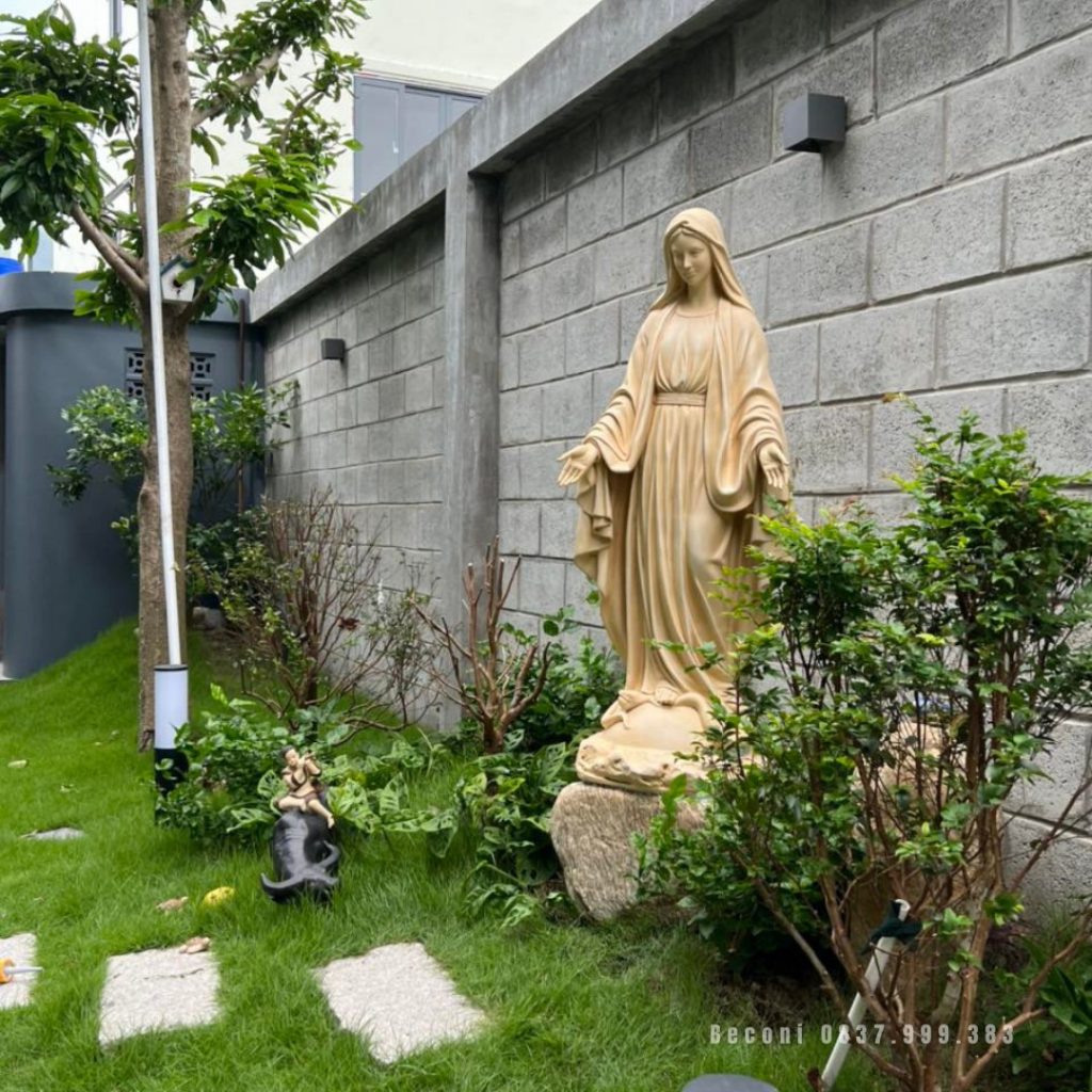 Đài Đức Mẹ Ban Ơn màu trắng cao 1m2 siêu đẹp để sân vườn