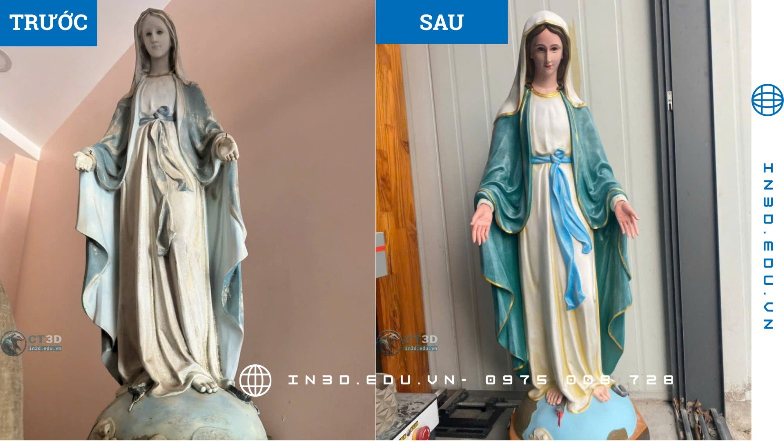 Phục chế – Sơn sửa Tượng Công Giáo cũ, bể, vỡ theo yêu cầu