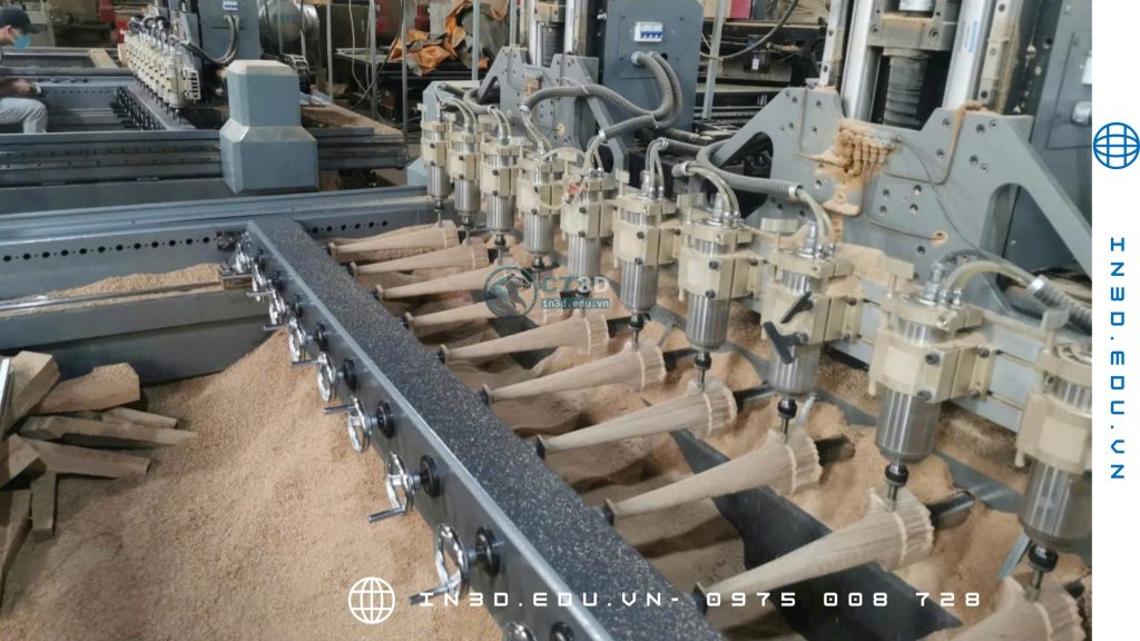 Máy CNC nhiều đầu phay mẫu gỗ